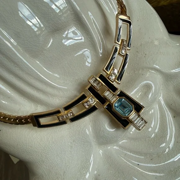 vintage Dior aquamarine, blue Cleopatra, necklace, mint condition - Picture 8 of 17